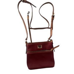 Dooney & Bourke Pebble Grain Maroon North/South Triple Zip Crossbody for Women